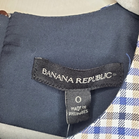 Banana Republic Plaid Sleeveless Dress Sz 0 Ruffle Split Sleeve - Picture 11 of 11